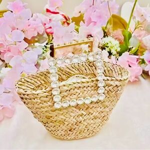 MILANO artisan  Woven Clutch  with crystal handles and  unique Texture